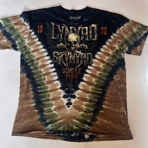 Lynyrd Skynyrd Tie-Dye 'Simple Man' Logo Tee - Black/Brown/Green